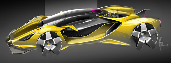 ▲未来的法拉利长这样？新造型超前卫　手绘设计图曝光（图／翻摄自George Yoo）