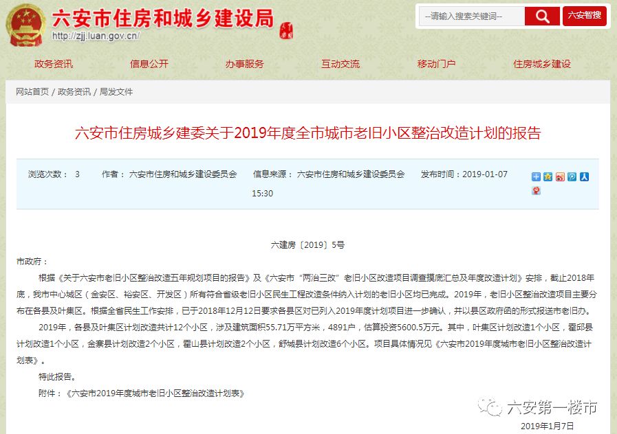 2019年总投资5600万！  六安旧改计划来袭，近5千户居民身价要涨
